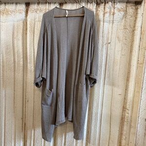 Mittoshop Gray/Taupe Waffle Knit Cardigan - S/M